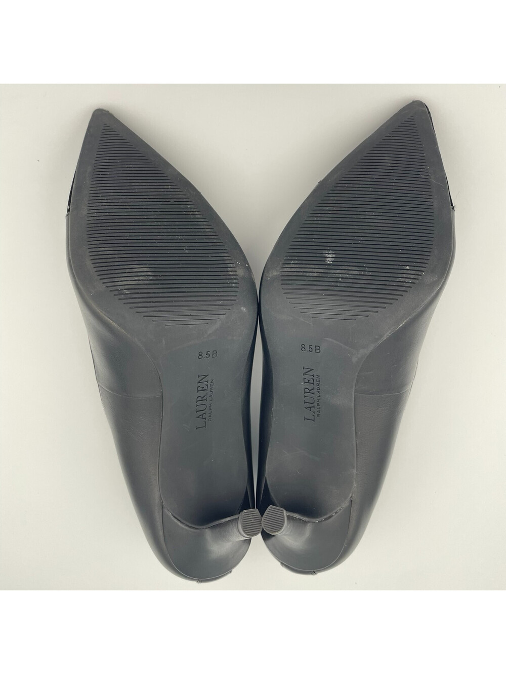 Lauren Ralph Lauren Pointed Toe Pumps Womens 8.5 Black Suede Tip 3.5in Heels - Picture 8 of 10